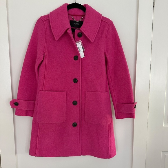 J Crew Lady Coat in Dark Pink Italian Boiled Wool - Picture 5 of 7